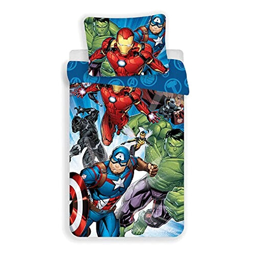 Housse de couette Hulk, Captain America - Avengers - bleu 140x200 cm