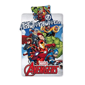 Housse de couette Hulk, Captain America, Iron man, Thor, Captain Marvel - Avengers - multicolore