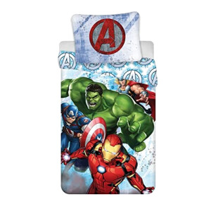 Housse de couette Hulk, Captain America, Iron man - Avengers - bleu 140x200 cm