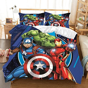 Parure de lit simple Avengers Hulk, Thor, Iron Man, Black Widow - 140 cm x  200 cm