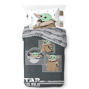 Housse de couette Le Mandalorian - Star Wars - gris - mandalorien 90x190 cm 140x200 cm