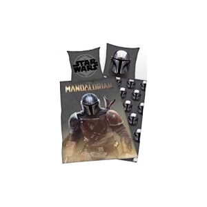 Housse de couette Le Mandalorian - Star Wars - gris \ noir 140x200 cm