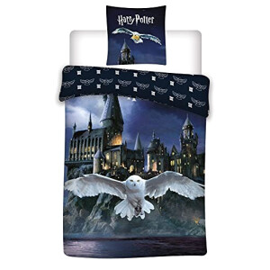 Housse de couette Poudlard, Hogwarts - Harry Potter - gris \ noir 140x200 cm