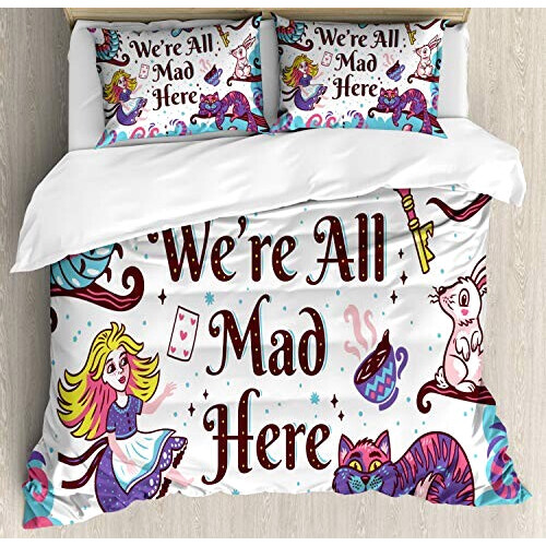 Housse de couette Alice au pays des merveilles multicolore marron 200x200 cm