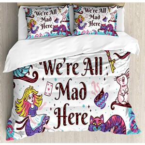 Housse de couette Alice au pays des merveilles multicolore marron 200x200 cm