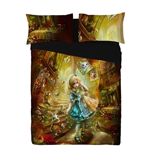 Housse de couette Alice au pays des merveilles noir 220x230 cm