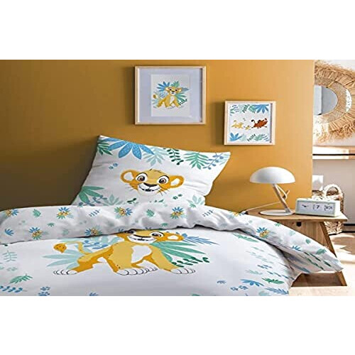 Housse de couette Simba - Le roi lion - blanc jaune 140x200 cm