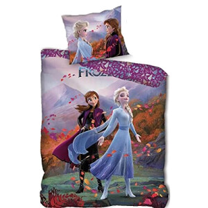 Housse de couette Anna, Elsa - La reine des neiges - violet 90x190 cm 140x200 cm