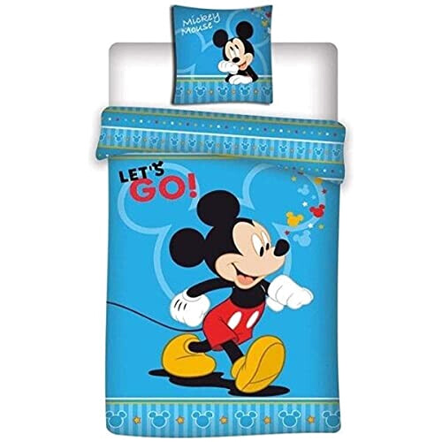 Housse de couette Mickey bleu 90x190 cm 140x200 cm