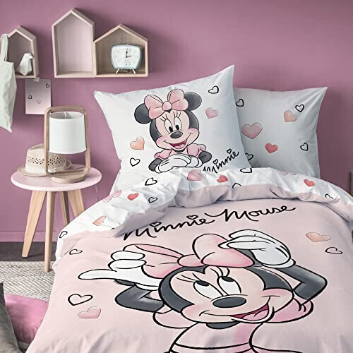 Housse de couette Minnie rose 140x200 cm