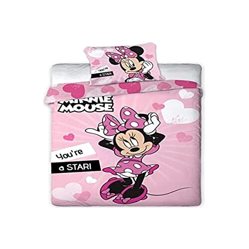 Housse de couette Minnie rose 140x200 cm