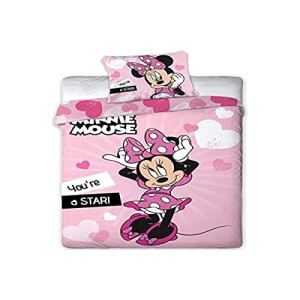 Housse de couette Minnie rose 140x200 cm