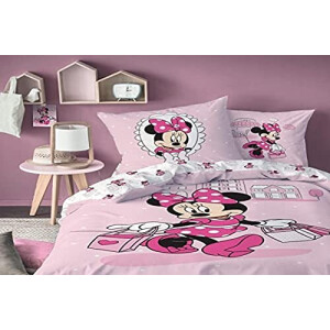 Housse de couette Minnie rose 140x200 cm