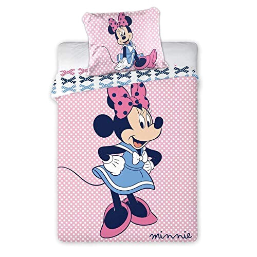 Housse de couette Minnie rose 100x135 cm