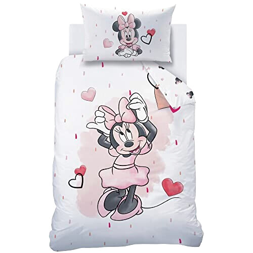 Housse de couette Minnie rose 100x135 cm