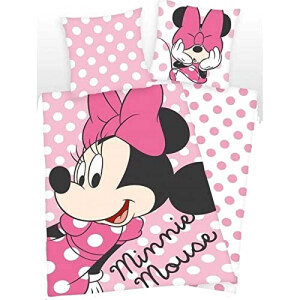 Housse de couette Minnie rose 140x200 cm
