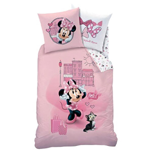Housse de couette Minnie rose 135x200 cm