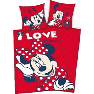 Housse de couette Minnie rouge 140x200 cm