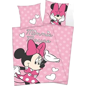 Housse de couette Minnie rose 140x200 cm