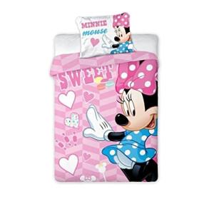 Housse de couette Minnie rose 100x135 cm