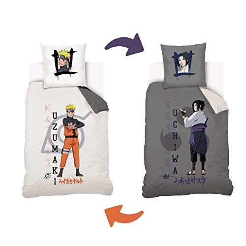 Housse de couette Sasuke Uchiwa - Naruto - beige 140x200 cm