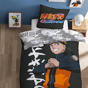 Housse de couette Naruto gris foncé 140x200 cm