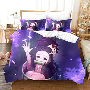 Housse de couette Nezuko, Kimetsu no Yaiba - Demon Slayer - noir