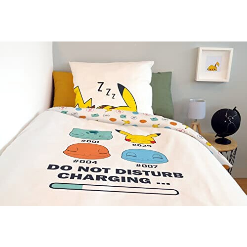Housse de couette Bulbizarre, Salamèche, Carapuce, Pikachu - Pokémon - blanc 140x200 cm variant 2 