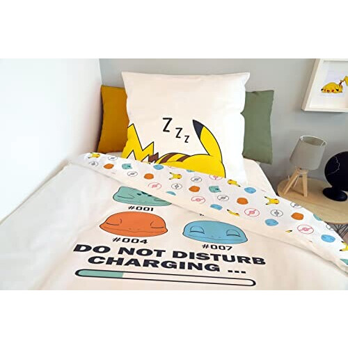 Housse de couette Bulbizarre, Salamèche, Carapuce, Pikachu - Pokémon - blanc 140x200 cm variant 4 