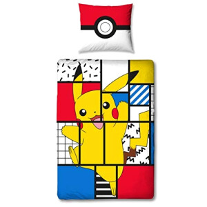 Housse de couette Pikachu - Pokémon - rouge/jaune/bleu 135x200 cm