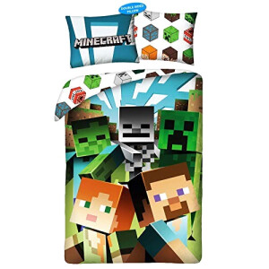 Housse de couette Steve, Zombie - Minecraft - multicolore 140x200 cm