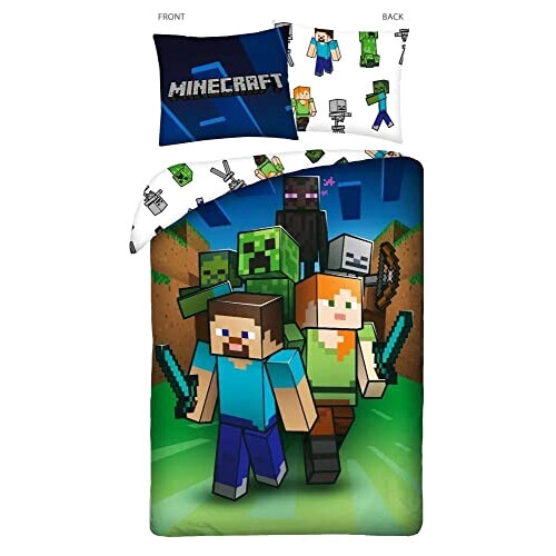 Housse de couette Minecraft bleu 140x200 cm