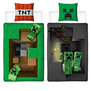 Housse de couette Creeper, TNT - Minecraft - multicolore 135x200 cm