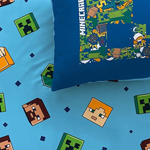 Housse de couette Minecraft bleu nuit 140x200 cm variant 4 