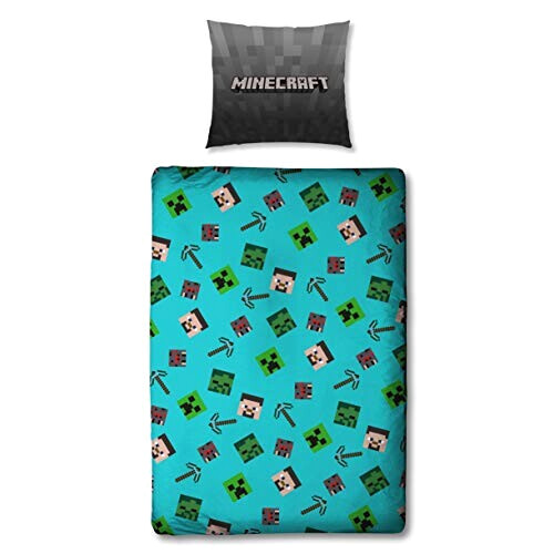 Housse de couette Steve, Creeper, Zombie, Pioche - Minecraft - multicolore 135x200 cm variant 1 