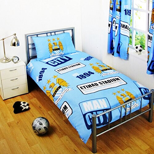 Housse de couette Manchester City bleu ciel 135x200 cm 200x200 cm