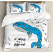 Housse de couette Baleine azure bleu gris jaune 220x220 cm - miniature