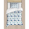 Housse de couette Baleine teal bleu foncé blanc - miniature