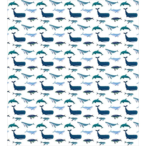 Housse de couette Baleine teal bleu foncé blanc variant 0 