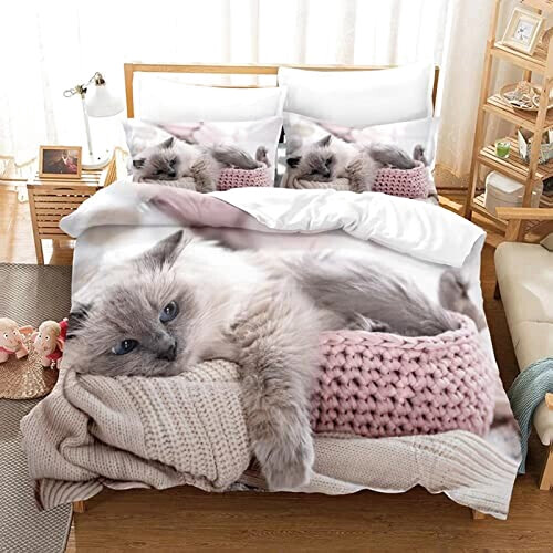 Housse de couette Chat marron 200x200 cm