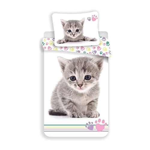 Housse de couette Chat gris 140x200 cm