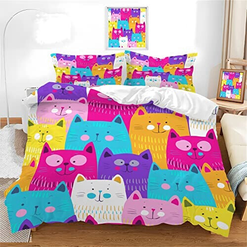 Housse de couette Chat mignon 90x190 cm