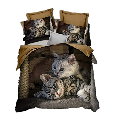 Housse de couette Chat marron 90x190 cm 140x200 cm 200x200 cm 220x240 cm 240x260 cm