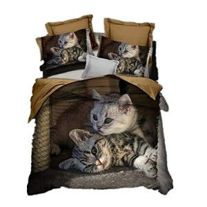 Housse de couette Chat marron 90x190 cm 140x200 cm 200x200 cm 220x240 cm 240x260 cm