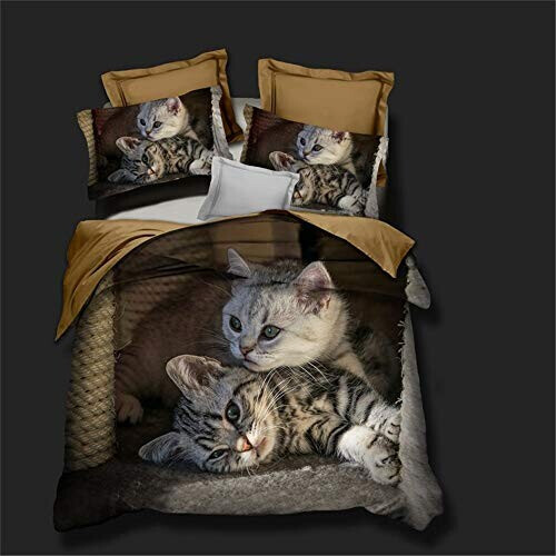 Housse de couette Chat marron 90x190 cm 140x200 cm 200x200 cm 220x240 cm 240x260 cm variant 0 