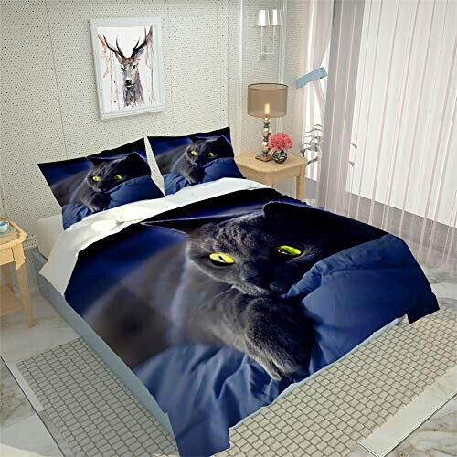 Housse de couette Chat noir 140x200 cm 160x200 cm 200x200 cm 220x240 cm variant 0 