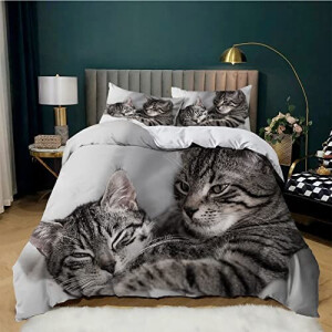 Housse de couette Chat tigré gris 220x240 cm