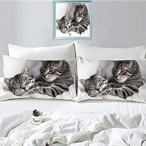 Housse de couette Chat tigré gris 220x240 cm variant 1 