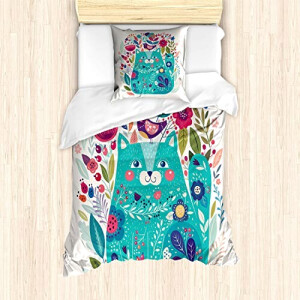 Housse de couette Chat seafoam multicouleur 135x200 cm