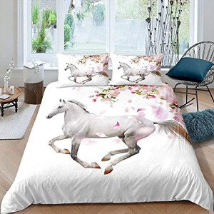 Housse de couette Cheval blanc 90x190 cm 140x200 cm 200x200 cm 220x240 cm 240x260 cm